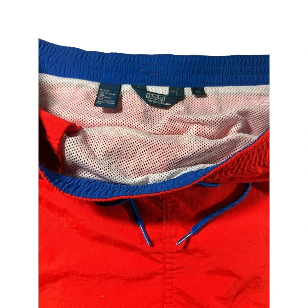 VTG Polo Ralph Lauren Swim Trunks Shorts Men's XL Red Nylon Mesh Lined 5
